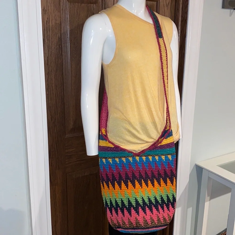 Hand Crochet Muli-colored Woven Hobo Bag